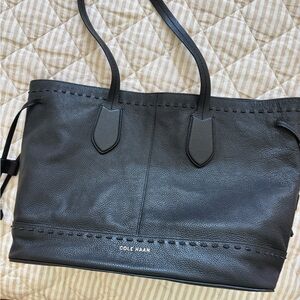 Cole Haan Black Pebbled Leather Tote